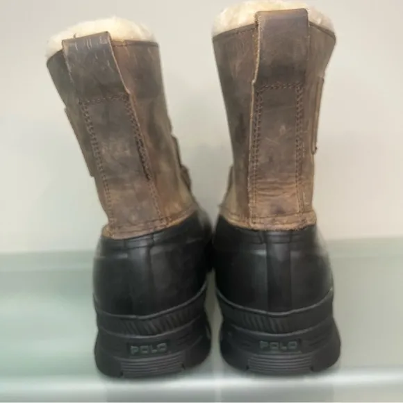 Polo Ralph Lauren Landen Waterproof Leather Sherpa Winter Boots Men’s Size 9 D