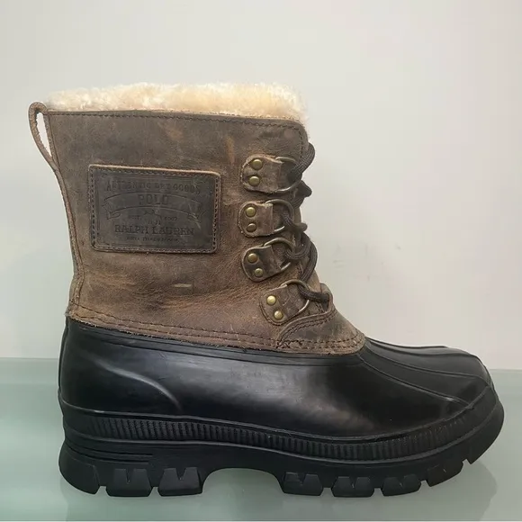 Polo Ralph Lauren Landen Waterproof Leather Sherpa Winter Boots Men’s Size 9 D