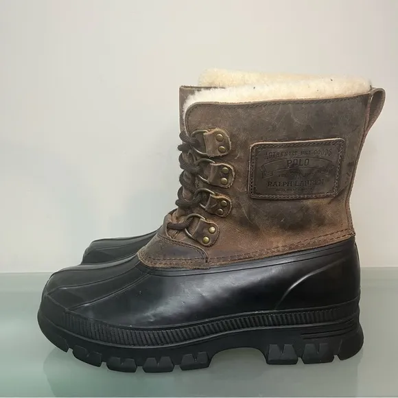 Polo Ralph Lauren Landen Waterproof Leather Sherpa Winter Boots Men’s Size 9 D