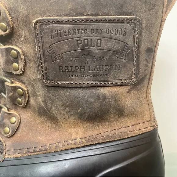 Polo Ralph Lauren Landen Waterproof Leather Sherpa Winter Boots Men’s Size 9 D