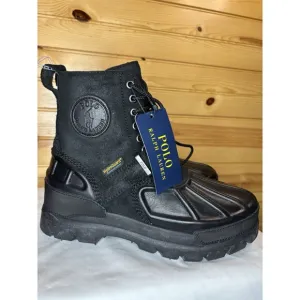 Polo Ralph Lauren Oslo High Men Size 7D Black Leather Waterproof Duck Boots NEW