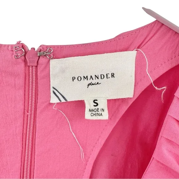 Pomander Place Viviana Bright Pink V-Neck Draped Sleeve Lined Maxi Dress sz S