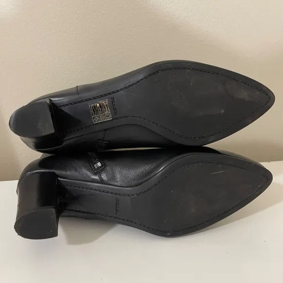 Prada Boots Womens 38 / 8 Black Leather Ankle Chunky Zip Designer Logo Italy