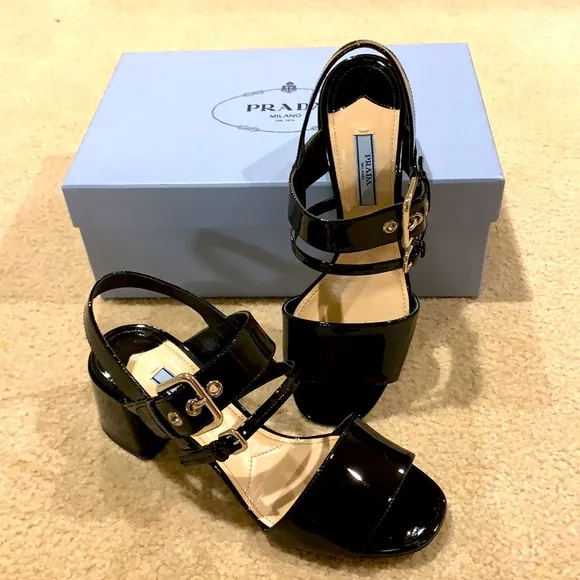 PRADA patent leather strap sandals