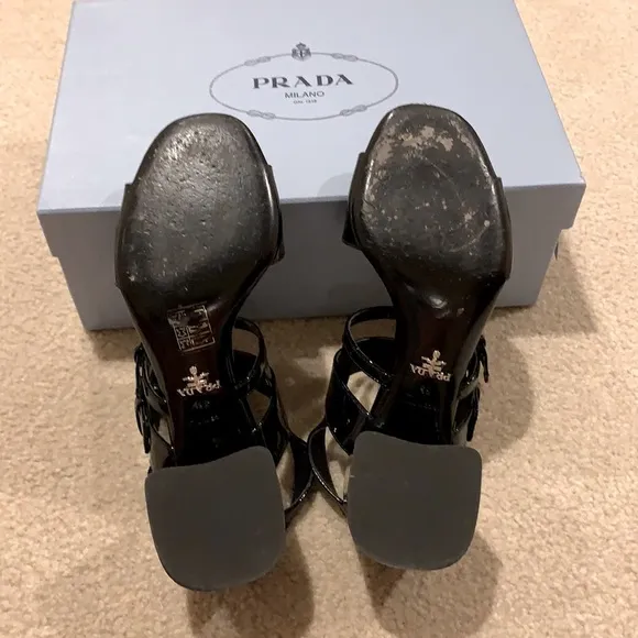 PRADA patent leather strap sandals