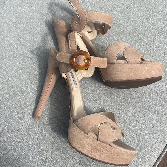 Prada platform ankle strap heels sandals