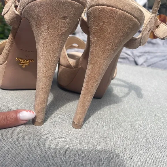 Prada platform ankle strap heels sandals