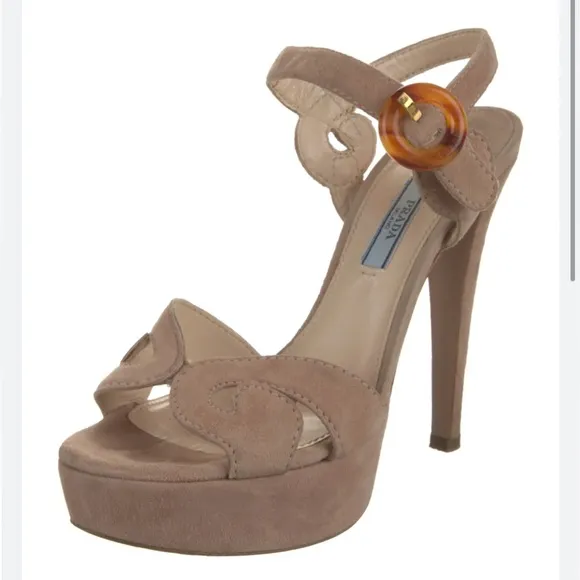 Prada platform ankle strap heels sandals