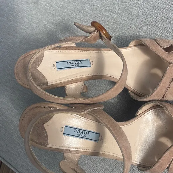 Prada platform ankle strap heels sandals