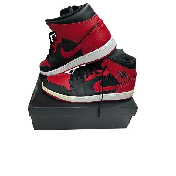Pre Owned Air Jordan 1 Mid GS Banned Men's Size 16 Basketball Sneakers Lace Up