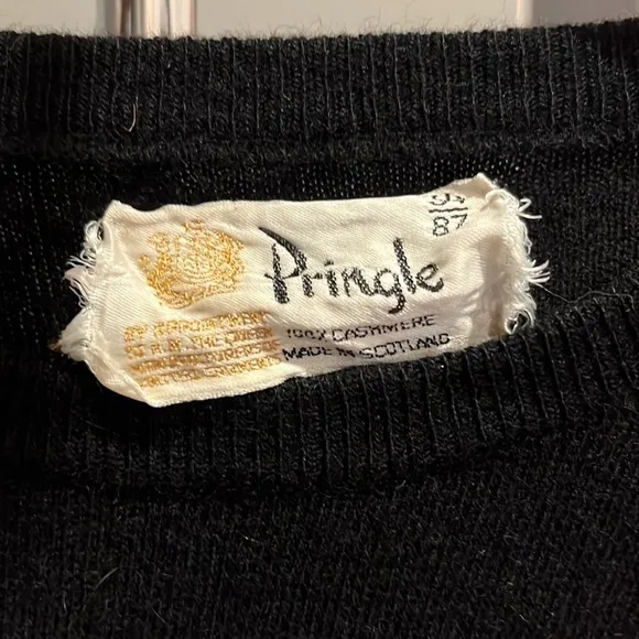 🍕Pringle of Scotland 100% Cashmere Sweater | Black Crewneck Ribbed Cuffs