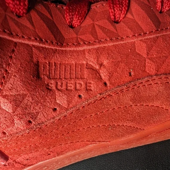 Puma 10 Mid Me Iced cherry red leather embossed hi top basketball sneakers