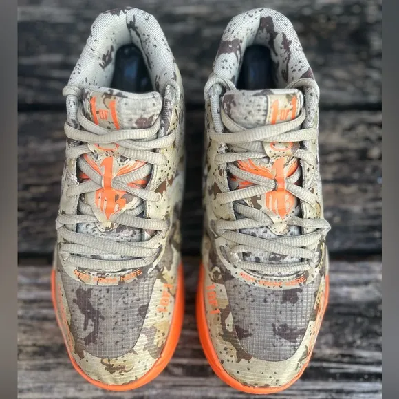 PUMA LAMELO BALL MB.01 Digital Camo Khaki/Orange Basketball Shoes Sneakers Sz 6