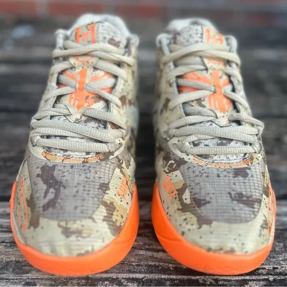 PUMA LAMELO BALL MB.01 Digital Camo Khaki/Orange Basketball Shoes Sneakers Sz 6