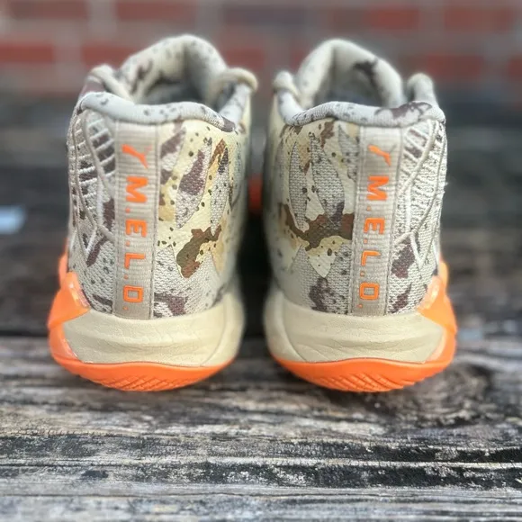 PUMA LAMELO BALL MB.01 Digital Camo Khaki/Orange Basketball Shoes Sneakers Sz 6