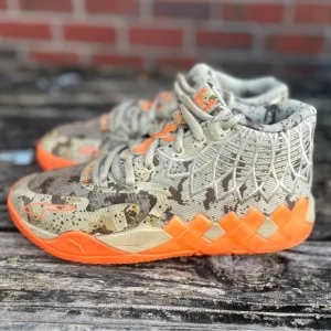 PUMA LAMELO BALL MB.01 Digital Camo Khaki/Orange Basketball Shoes Sneakers Sz 6