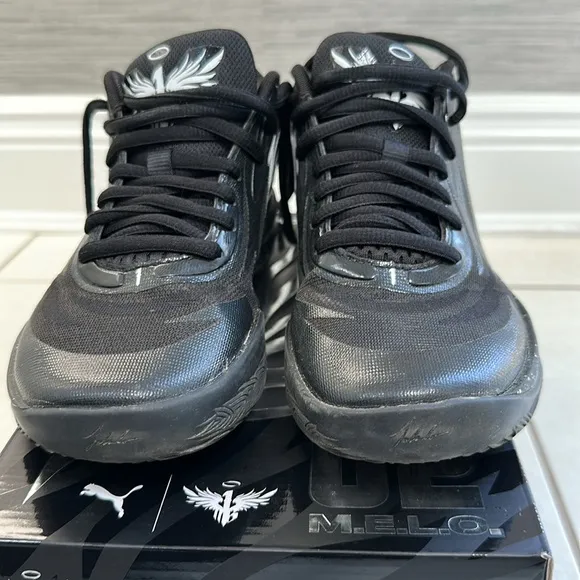Puma- Lamelo Ball MB.02 “Oreo” black white grade school basketball sneakers