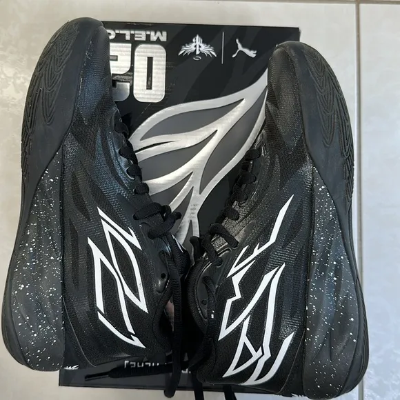 Puma- Lamelo Ball MB.02 “Oreo” black white grade school basketball sneakers