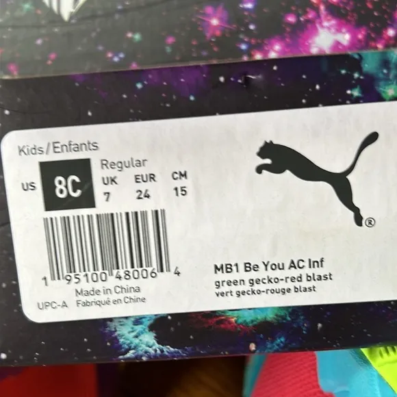 Puma MB 1 Be You MELO high top infants sneakers.  Size 8C. Box included.