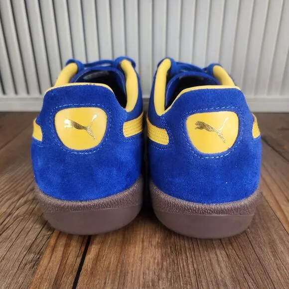 Puma Palermo Update Vintage Mens Size 13 Blue Yellow Suede Skater Sneakers Shoes