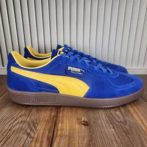 Puma Palermo Update Vintage Mens Size 13 Blue Yellow Suede Skater Sneakers Shoes
