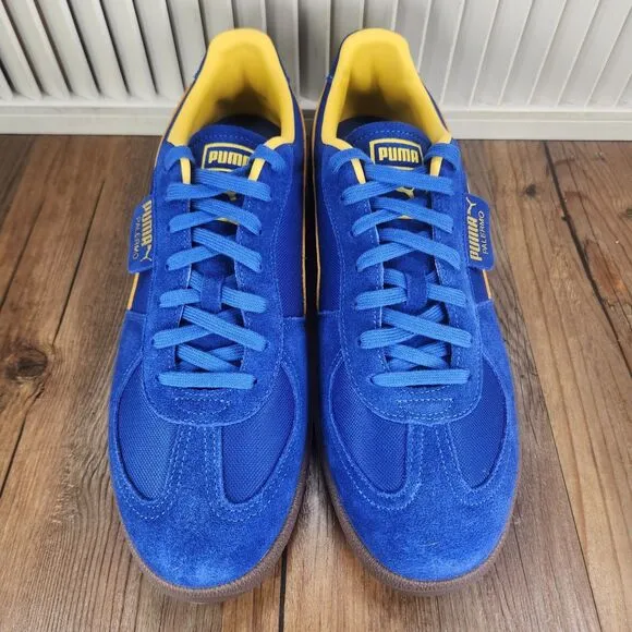 Puma Palermo Update Vintage Mens Size 13 Blue Yellow Suede Skater Sneakers Shoes