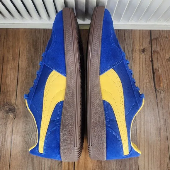 Puma Palermo Update Vintage Mens Size 13 Blue Yellow Suede Skater Sneakers Shoes