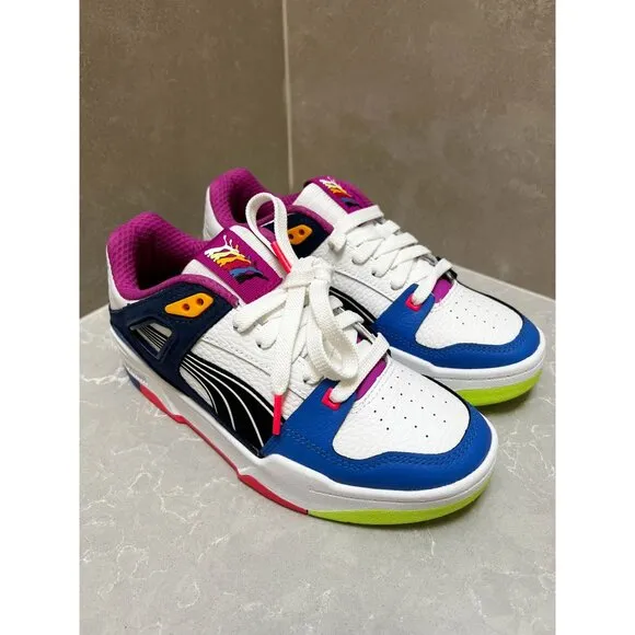 PUMA Slipstream Invader Sunset Sneaker Sz 5 Junior White Black Bluemazing NWB