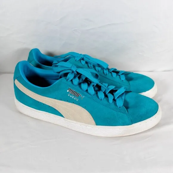 PUMA Suede Classic Aqua Blue White Mens Size 13 Sneaker Tennis Shoe