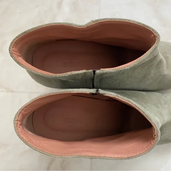 Rachel Comey Mars Dusty Green Suede Round Toe Chunky Heel Ankle Boots size 8