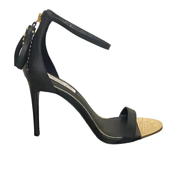 Rachel Zoe Emaly Tassel Leather Heeled Sandals in Black Size 7.5