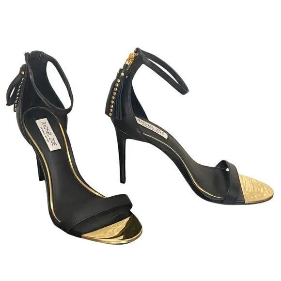 Rachel Zoe Emaly Tassel Leather Heeled Sandals in Black Size 7.5