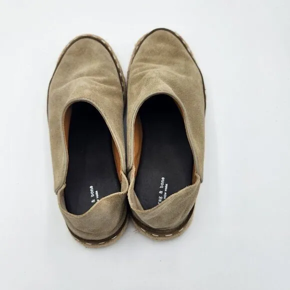 Rag &amp; Bone Canyon Espadrille Suede Flat Loafers Size 35 US 5 Olive Green