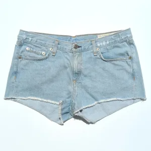 Rag &amp; Bone Huntington Light Wash Mid Rise Cut Off Raw Hem Denim Jean Shorts 27