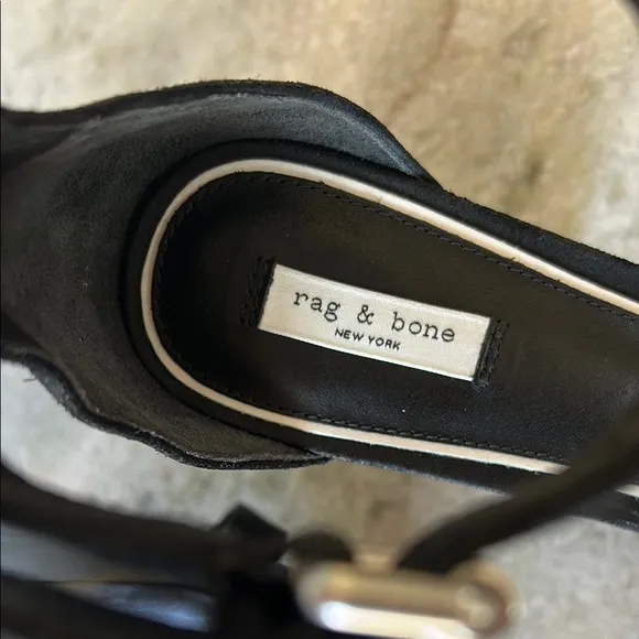 Rag &amp; Bone Matrix Black Suede Ankle-Strap Platform Sandals | 10