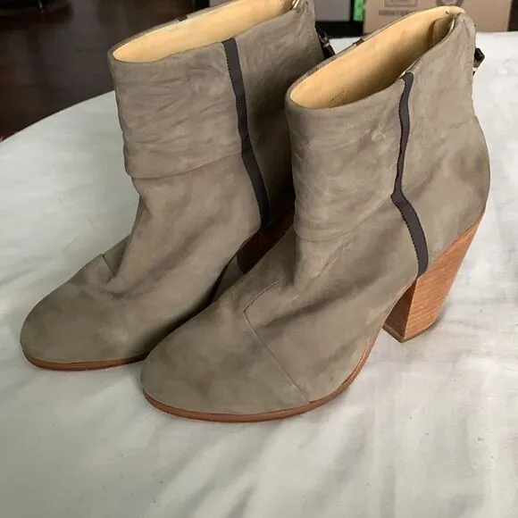 Rag &amp; Bone The Classic Newbury Genuine Leather Stacked Wood Heel Ankle Booties