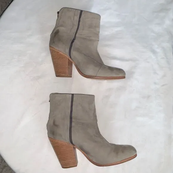 Rag &amp; Bone The Classic Newbury Genuine Leather Stacked Wood Heel Ankle Booties
