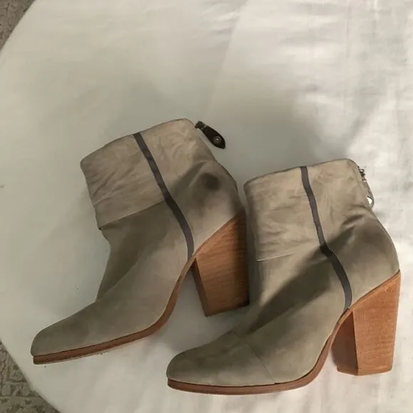 Rag &amp; Bone The Classic Newbury Genuine Leather Stacked Wood Heel Ankle Booties