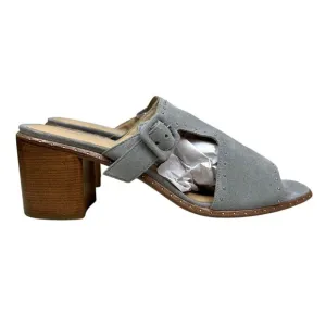 Rag &amp; Bone Womens Mule Sandals Suede Metal Studded Trim‎ Block Heel Gray EUR40
