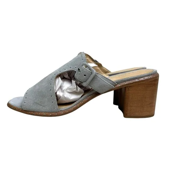 Rag &amp; Bone Womens Mule Sandals Suede Metal Studded Trim‎ Block Heel Gray EUR40