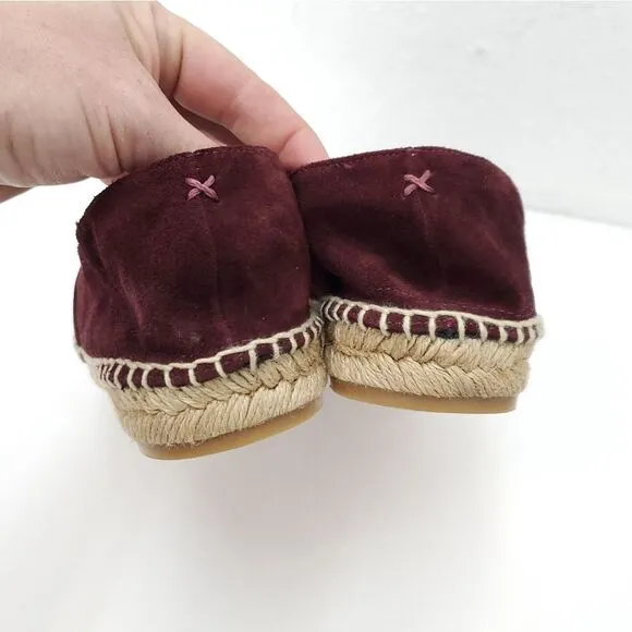 RAG &amp; BONE Merlot Wine Suede Leather  Espadrille Slipon Loafers Flats