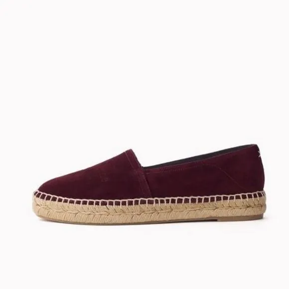 RAG &amp; BONE Merlot Wine Suede Leather  Espadrille Slipon Loafers Flats