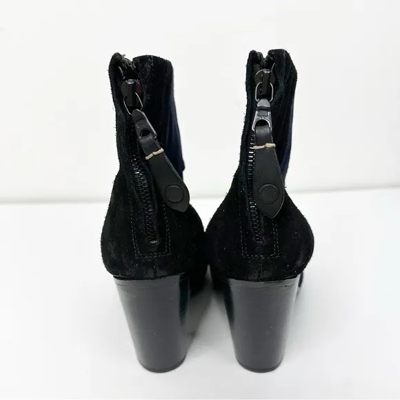 RAG AND BONE | Navy and Black Suede Newbury Ankle Boot Boots Sz. 8.5
