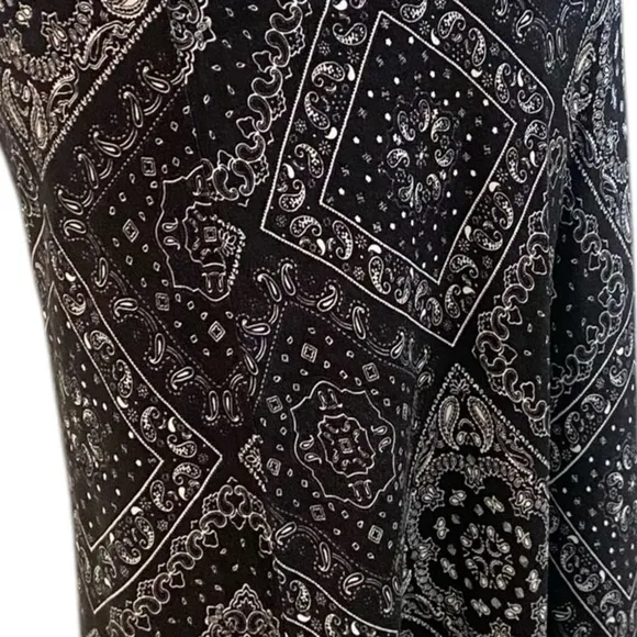 Rails black white bandana print scarf maxi skirt elastic waistband size medium