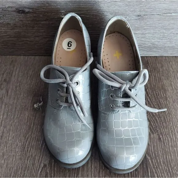 Rare Dr Martens | Danielle Grey   Silver Armor Leather Heels Ankle Boots Size 6