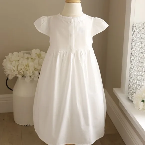 RARE Girl's White Smocked Cotton Dress Pink Embroidery Boutique Size 2/3