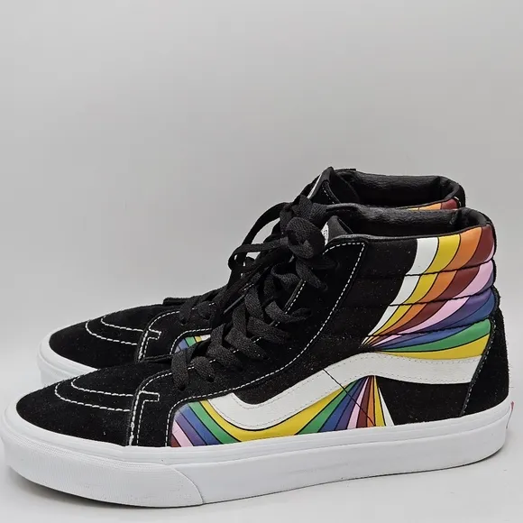 Rare htf Vans sk8-hi refract hightop rainbow skater sneakers size 10 in men