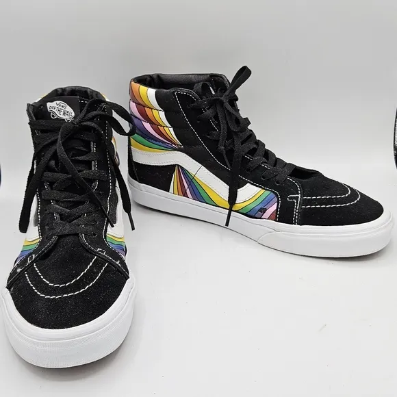 Rare htf Vans sk8-hi refract hightop rainbow skater sneakers size 10 in men