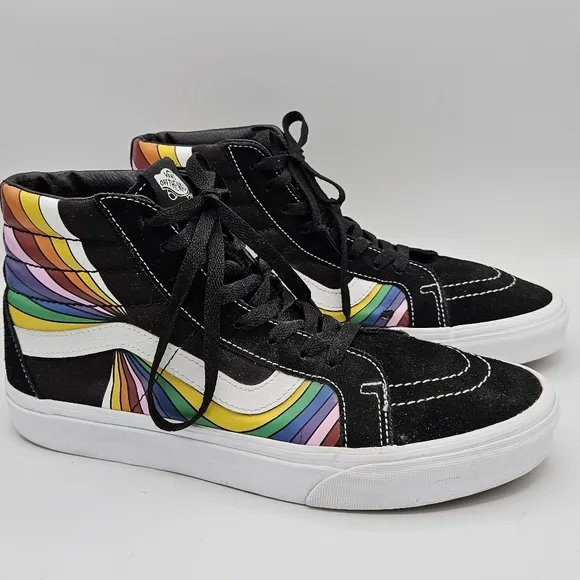 Rare htf Vans sk8-hi refract hightop rainbow skater sneakers size 10 in men