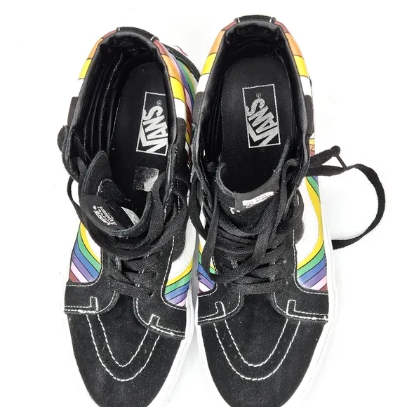 Rare htf Vans sk8-hi refract hightop rainbow skater sneakers size 10 in men